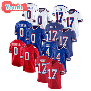 Maglia da Calcio per Bambini di Alta Qualità Buffalo 0 Coleman 4 Cook 17 Josh Allen, T-Shirt Sportiva Giovanile Cucita - Product Image 1