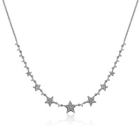 Collier tendance en argent 925 plaqué or 14 carats avec étoile en diamant