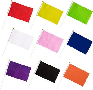 Bendera Pennant Warna Solid Kecil Mini Genggam Polos Putih Merah Biru Hitam Hijau Kuning Oranye Pink Bendera Tangan Grafiti dengan Tiang - Product Image 6