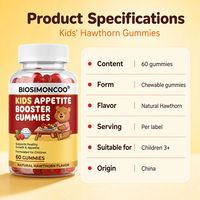 Gummies à croquer Hawthorn sans sucre pour soutenir l'appétit des enfants, 60 unités, pour une croissance saine
