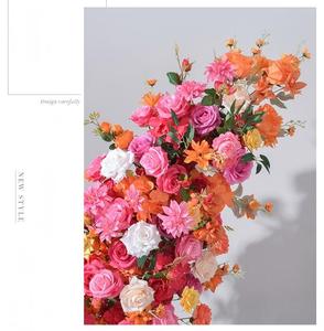 Fleurs artificielles élégantes au toucher réel pour mariage, rose vif et <span class=keywords><strong>orange</strong></span>, pour arche de fond de scène, fournitures événementielles, emballage carton - Product Image 6