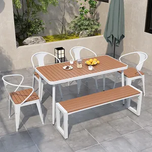 Nordic Outdoor Garden Restaurant Bistro Bar Cafe Patio tavolo panca per il tempo libero ferro metallo terrazza pranzo tavolino e sedia Set