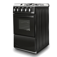 Kompor Gas RAF Home Cooking R.8066 4 Tungku 1 Oven 55L Panel Stainless Steel Tutup Kaca Pengapian Manual untuk Penggunaan Memasak Sehari-hari di Rumah