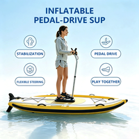 Planche de paddle gonflable pliable à pédales, anti-retournement, avec tubes flottants latéraux pour la pêche en eau