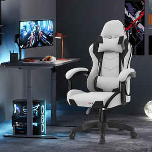Chaises de jeu ergonomiques automatiques en tissu intégral avec <span class=keywords><strong>coussin</strong></span> de ressort pour ordinateur de bureau de course pour joueurs de PC gris - Product Image 4