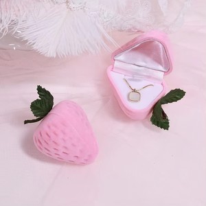 Cao cấp đổ xô flannel đồ trang sức hộp nhung Bông Tai Nhẫn Dâu tây đỏ - Product Image 4