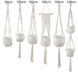 Lot de 6 supports pour plantes suspendus à l'intérieur, faits à la main en corde, pour chambre à coucher, décoration bohème pour la maison - Product Image 2