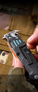 Tragbares Outdoor 13-in-1 Edelstahl-Klappmesser <span class=keywords><strong>mit</strong></span> Magnetischem Bit-Halter, Nagelzieher, DIY Industrie-Schraubendreher und Säge OEM - Product Image 2