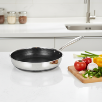 Poêle à frire en acier inoxydable 316 à trois couches, poêle à frire hybride à induction en nid d'abeille pour cuisine, wok antiadhésif pour faire frire le poisson