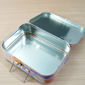 กล่องดีบุกทรงสี่เหลี่ยมฝาปิดบานพับแบบพกพาสำหรับเด็กกล่องโลหะพร้อมล็อก - Product Image 3