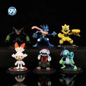 6 piezas Pokemoned figura dibujos animados transformar Sprigatito Rabsca <span class=keywords><strong>Cinderace</strong></span> Zeraora Dragapult Greninja muñeca estatua - Product Image 1