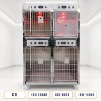 Chambre à oxygène vétérinaire, cage à quatre compartiments, acier inoxydable 304, chauffage infrarouge, boîte moderne pour animaux de compagnie