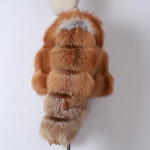 Kırmızı tilki ceket yüksek kalite bayanlar uzun kollu doğal tilki kürk kadın giyim için - Product Image 3