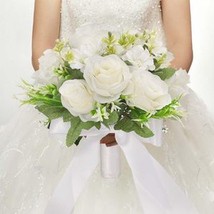 Décoration de mariage, bouquet de mariée en rose blanche artificielle de haute qualité, plantes artificielles, fleurs artificielles pour mariage - Product Image 2