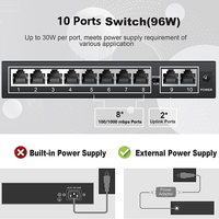 Saklar jaringan produk asli 10 port 1000M saklar POE aktif gigabit dupleks penuh