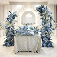 Ensemble d'arches de fleurs artificielles en soie bleues et blanches, centre de table de mariage, toile de fond de cérémonie, décoration de réception de banquet