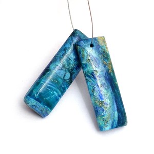 Opalina rara 10x30mm rectángulo liso Briolette taladro frontal par Opalina peruana Natural cuentas de piedras preciosas semipreciosas para joyería - Product Image 1