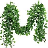 Tanaman Hias Daun Sutra Buatan dan Tanaman Hijau Dekoratif - Ivy Pothos Palsu untuk Penggunaan Dalam/Luar Ruangan - Produk Terlaris