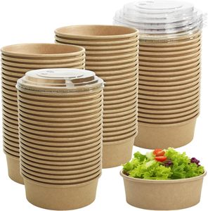 Vente en gros de bols à lunch en papier kraft personnalisés, écologiques, jetables, de qualité alimentaire, pour les fêtes, avec revêtement imperméable - Product Image 1
