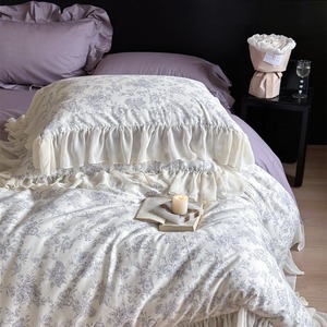 Princess Style 40 Count Pure Cotton <b>Bedding</b> <b>Set</b> Floral Print Ruffle Duvet Cover And Sheets 1.5m Home Use - Product Image 1