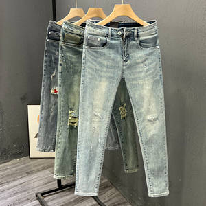 <span class=keywords><strong>กางเกง</strong></span>ยีนส์ทรงขาบานสีสันตัดกัน สไตล์สตรีทแวร์คุณภาพสูงสำหรับผู้ชาย ทรงตรงลำลอง ระบายอากาศได้ดี เหมาะสำหรับฤดูใบไม้ร่วง - Product Image 6