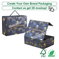 Boîte d'Emballage Magnétique Noire de Luxe pour Perruques et Extensions de Cheveux en Carton, Grande Boîte Cadeau Premium Personnalisée avec Logo, Vente en Gros