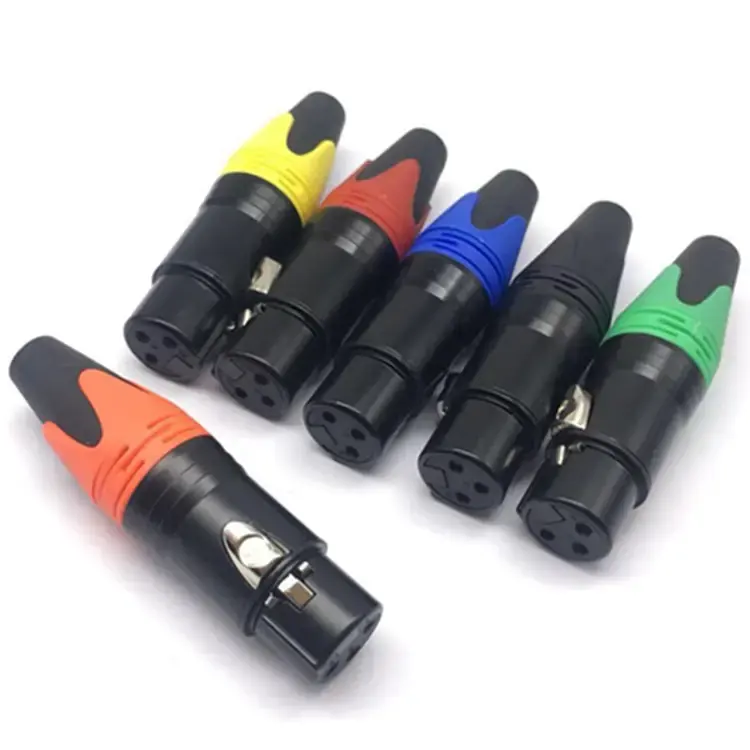 Hot-Selling Koperen Naald Vergulde Binnendraad Zwart Kleur 3pin Praktische Microfoon Plug Connector Jack