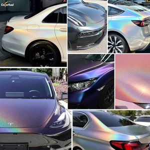 <span class=keywords><strong>Film</strong></span> vinyle holographique auto-adhésif imperméable de qualité professionnelle Colorfuul en PET PVC à effet laser changeant de couleur pour la décoration de voiture - Product Image 2