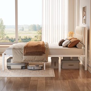 Base de <span class=keywords><strong>Cama</strong></span> Moderna Queen Size Tapizada en Terciopelo con Cabecero Acolchado y Pie de <span class=keywords><strong>Cama</strong></span> Elevado, Plataforma Metálica, Ecológica, Duradera y Fácil de Montar - Product Image 2