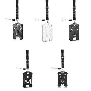 Cross-border black polyester detachable lanyard with vertical card <b>holder</b>, <b>document</b> protection sleeve, neck rope, in stock for - Product Image 1