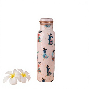 Bouteille d'eau en métal à motif de danse de dessin animé avec couvercle en cuivre, gourde portable pour le voyage - Product Image 1