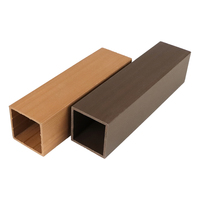 Colonne de tube de bois composite en PVC résistant à la fumée pour l'intérieur en plastique composite Panneau tubulaire WPC texturé Faisceau creux