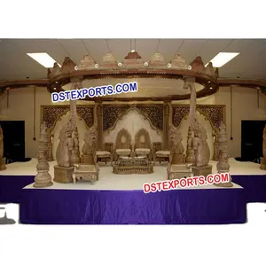 มณฑปงานแต่งงานแบบอินเดียทำจากไม้รูปช้าง มณฑปงานแต่งงานไม้แกะสลักสวยงาม มณฑปไม้หกเสาแบบช้าง ชุดมณฑปไม้สวิสเซอร์แลนด์ - Product Image 1