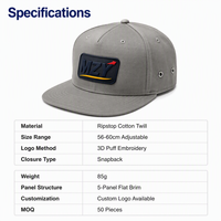 Topi Snapback 5 Panel Model Formal Bordir Logo 3D Custom, Pinggiran Datar, Bahan Katun Twill, Dapat Disesuaikan, Cocok untuk Logistik dan Teknologi