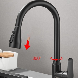 Смеситель кухонный 304 из нержавеющей стали с выдвижным распылителем - Product Image 4
