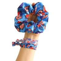 100pcs USA Drapeau Imprimé Cheveux Chouchous Patriotique Chouchous En Gros Élastique Cheveux Chignon Filles Ponytail Holder Chapeaux