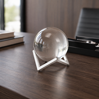 Décoration de table sphère en cristal, boule de quartz transparente, support en métal doré pour fleurs, décoration maison et bureau