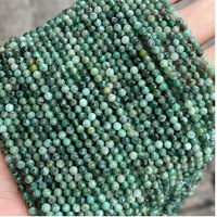 Mini perles de pierres précieuses d'émeraude verte naturelle, rondes et facettées, 2mm 3mm 4mm, perles de pierres précieuses, perles de pierre de naissance de mai, fil de perles pour la création de bijoux DIY
