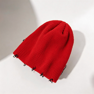 Gorro unisex de punto de alta calidad, estilo holgado, con efecto desgastado, cálido, para esquí, con borde deshilachado, para invierno y clima frío - Product Image 3