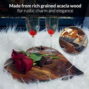 Plateau de service durable en bois d'acacia massif en forme de cœur, planche à charcuterie naturelle, plateau à fromage, plateau à collations, assiette de fête - Product Image 4