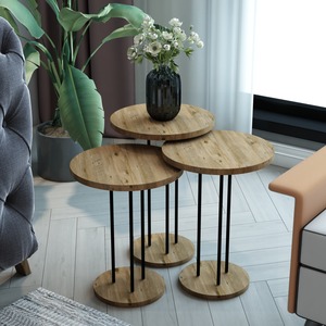 Mesa de Centro Redonda de 3 Patas, Mesa de Centro Moderna para Sala de Estar, para Café y Té - Product Image 3