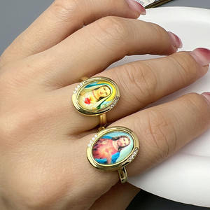 RM1640 18K Plaqué Or CZ Pavé vierge <span class=keywords><strong>de</strong></span> <span class=keywords><strong>Guadalupe</strong></span> Jésus Saint Notre Dame <span class=keywords><strong>de</strong></span> <span class=keywords><strong>Guadalupe</strong></span> Anneaux Religieux Catholique Anneaux - Product Image 5