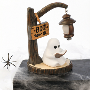 Lampe de table fantôme en résine en gros, figurine de lecture, veilleuse, ornement de signe 'Boo' d'Halloween, lampe d'ambiance effrayante pour la maison, le bureau, la décoration de fête, cadeau - Product Image 2