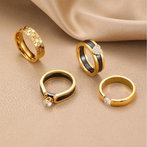 Best-selling Trendy Luxury 18K Gold Plated Gemstone <b>Rings</b> for Women Stainless Steel Anniversary Presents - Product Image 2