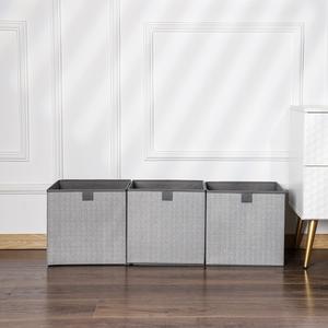 简约设计方形可折叠毛毯亚麻布艺搁板收纳盒家用无纺布抽屉式布艺收纳盒 - Product Image 4