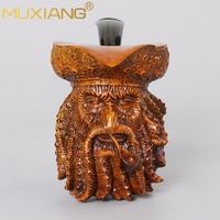 MUXIANG David Jones Briar Wood Smoking Pipe Octopus Design Men's Exclusive Solid Wood Vintage Tobacco Pipe 3mm Filter