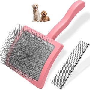 แปรงขนสัตว์เลี้ยง Air-Elastic Slicker Brush 304 สแตนเลสสตีล พร้อมด้ามจับโค้งรูปตัว S สำหรับกำจัดขนและสิ่งสกปรก  เครื่องมือสำหรับร้านค้าปลีก - Product Image 1