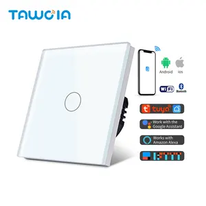 TAWOIA Wifi Sprach steuerung Alexa 1 Gang 86MM EU Quadratische Glaswand Smart Switch Tuya Smart Life Wand schalter für zu Hause