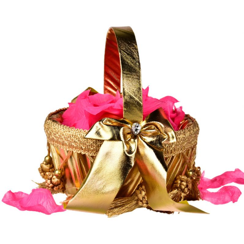 Свадебный креативный Золотой и Серебряный цветок с бахромой для невесты портативный корзина поставки украшения