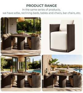 <span class=keywords><strong>Table</strong></span> à manger et chaises d'extérieur moderne pour hôtel Ensemble de <span class=keywords><strong>table</strong></span> à manger d'extérieur en aluminium pour villa Ensemble de repas d'extérieur pour patio Ensemble de repas de villégiature - Product Image 4